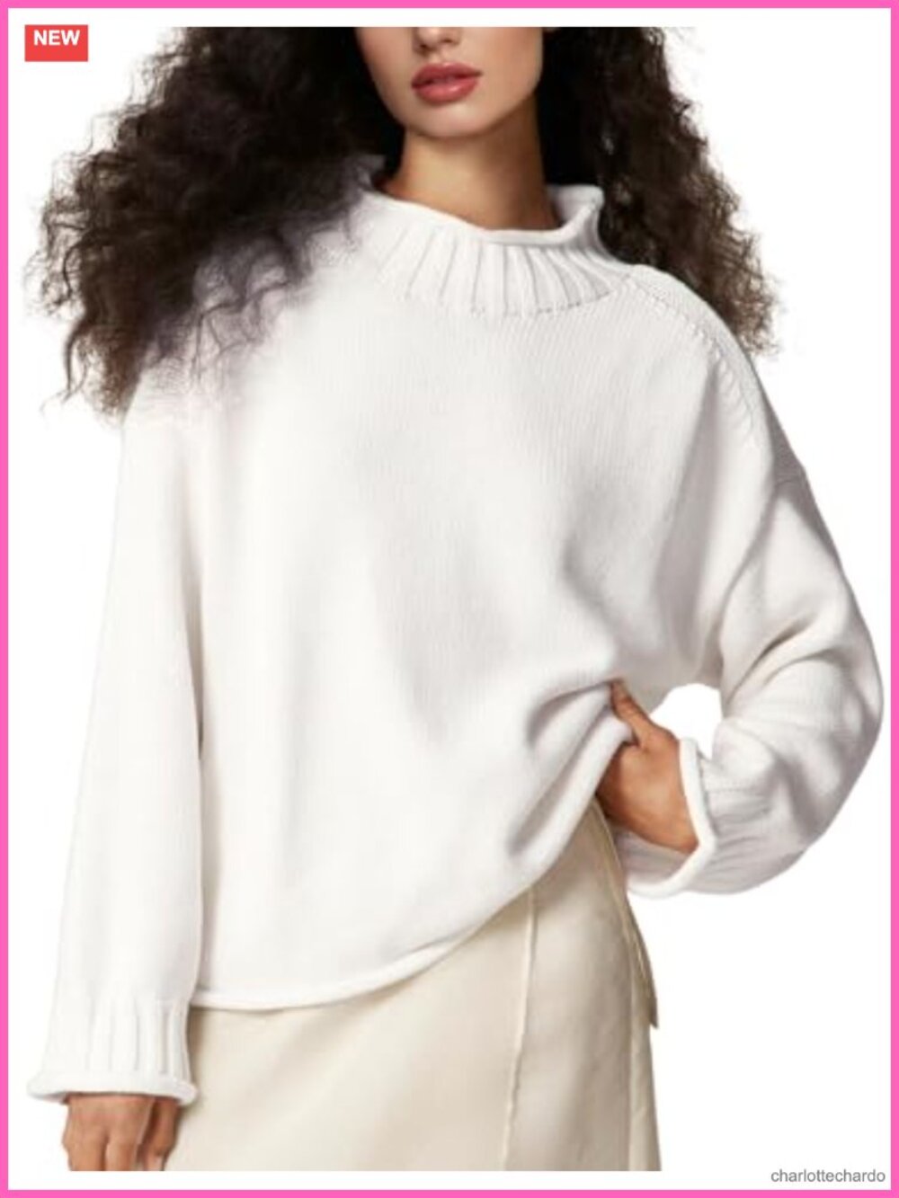 Women's Oversized Roll Neck Chunky Knit Sweater Long Sleeve